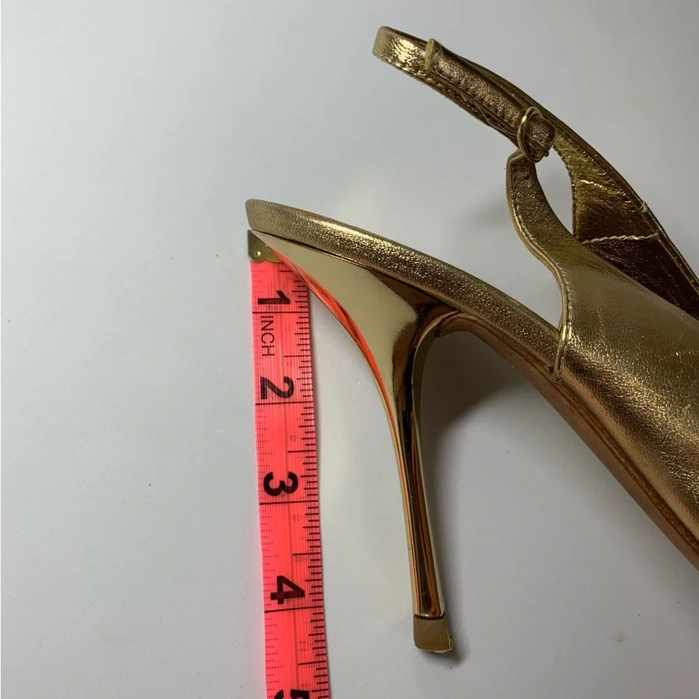 Giuseppe Zanotti Design Gold Leather slingback peeptoe heels EU size 39.5 US 9.5 - Picture 7 of 15